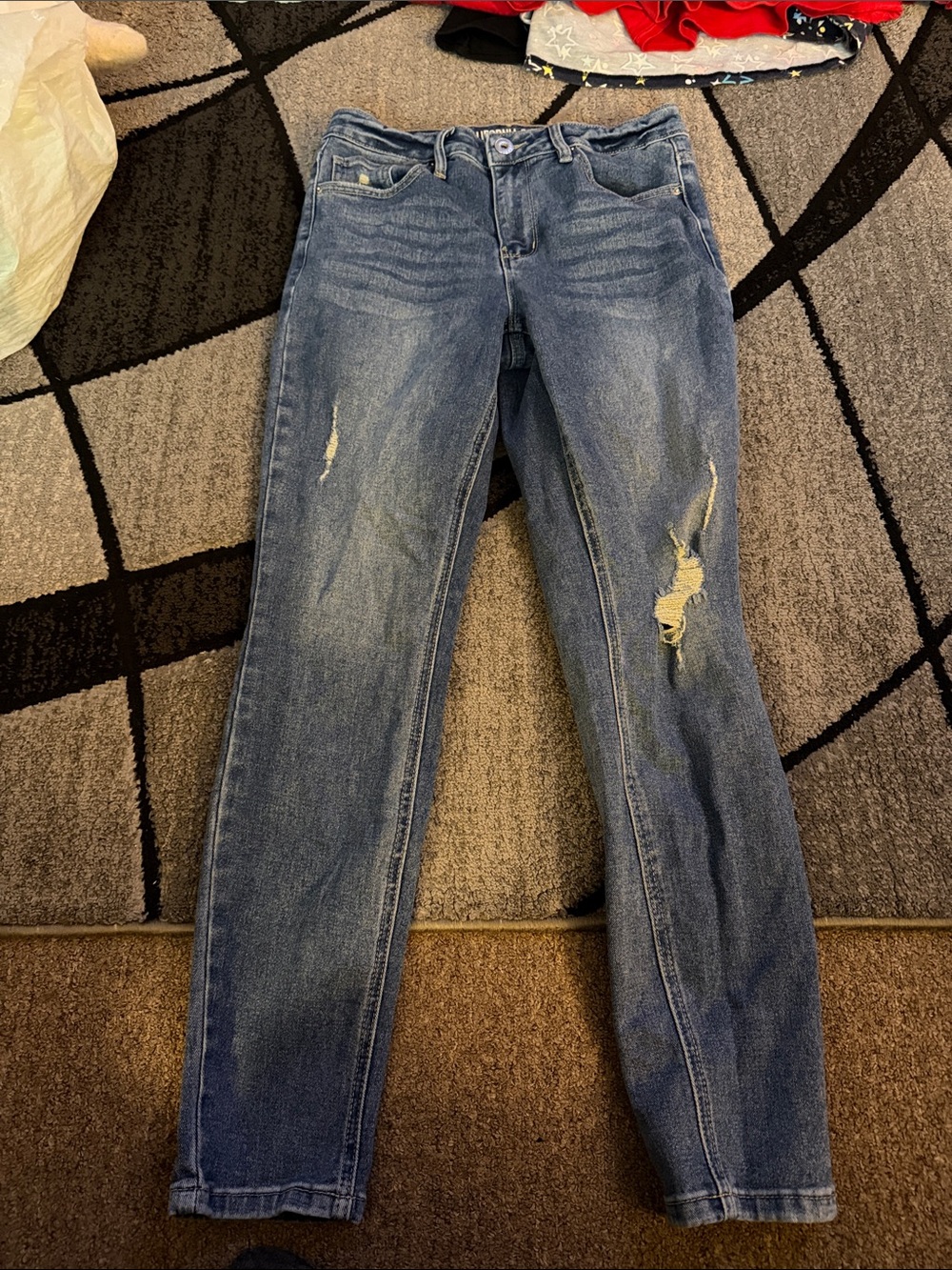 Classic Women's Blue Distressed Jeans